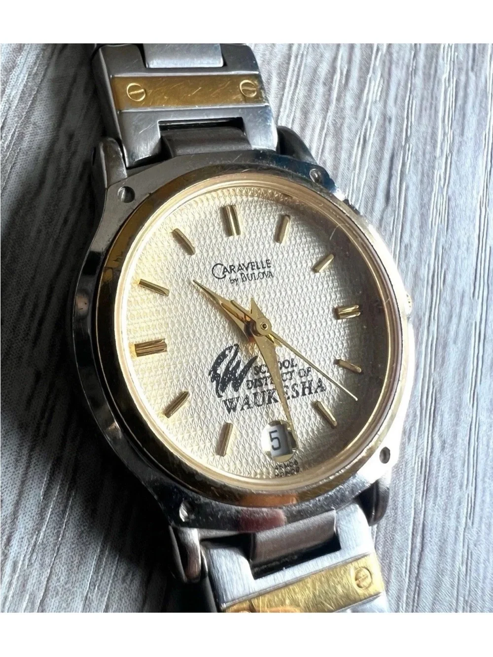 Caravelle by bulova Two-Tone Gold & Silver Watch — White Dial